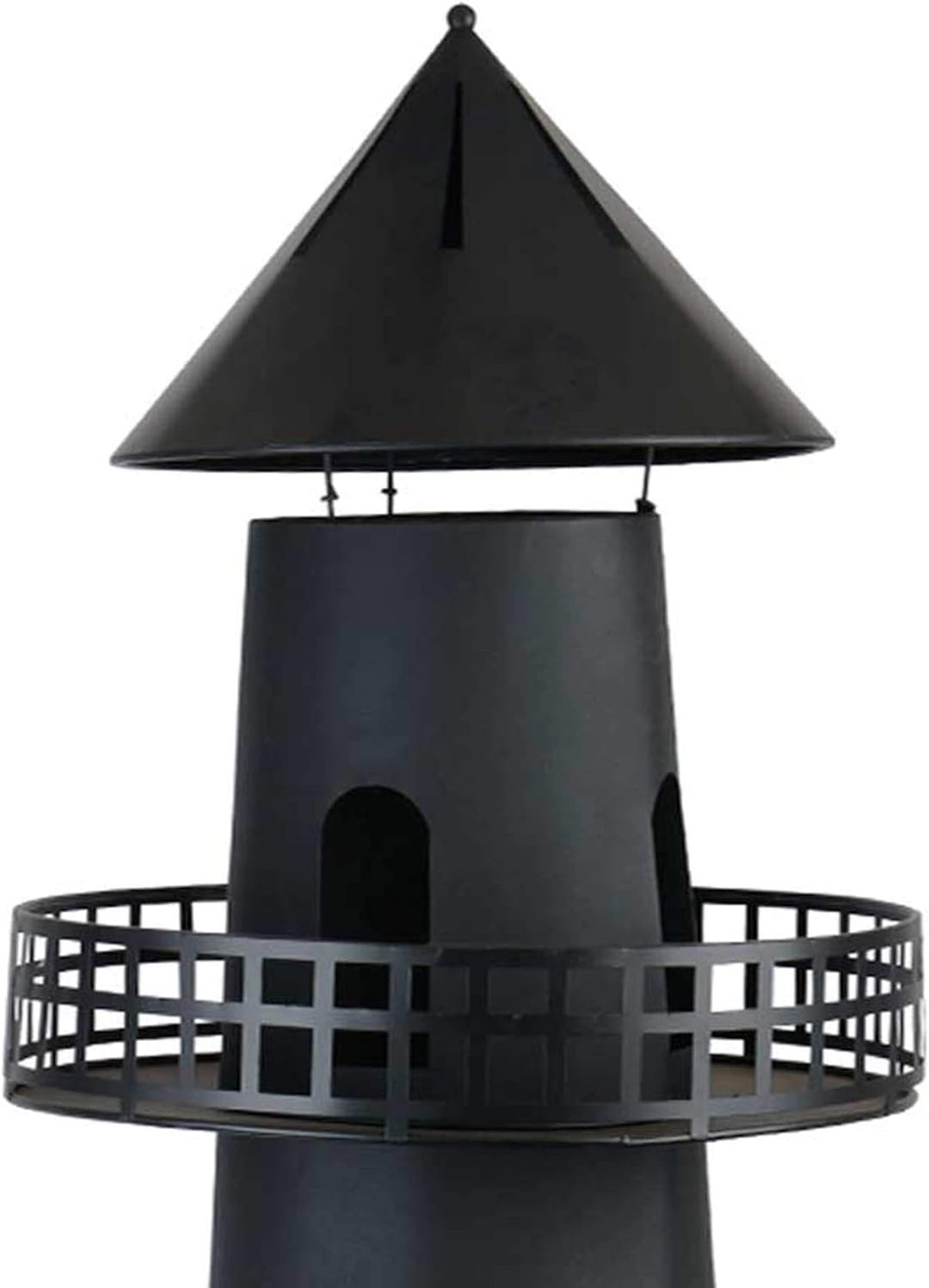 UNUS Gartenkamin Leuchtturm aus Metall als Feuerschale für den Garten schwarz 131 cm