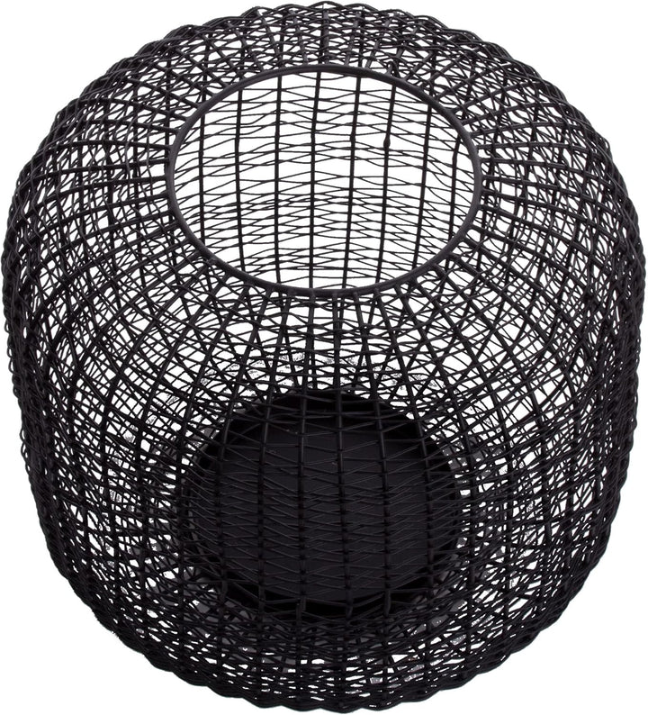 Brandsseller Windlicht Ø 23 x H 21 cm Metall Draht Gitter Design Schwarz Kerzenständer Laterne Indoo