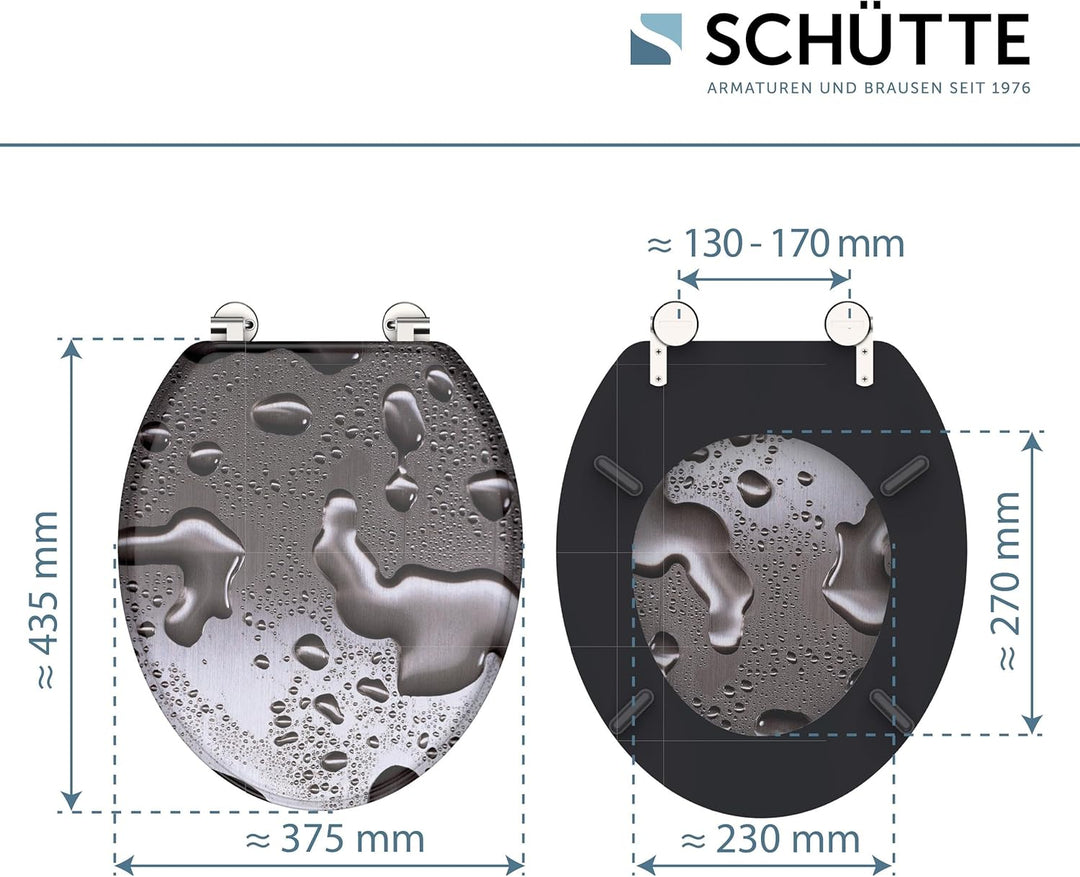 SCHÜTTE 80023 Sitz Holzkern GREY STEEL, Toilettensitz ist passend für alle handelsüblichen WC-Becken