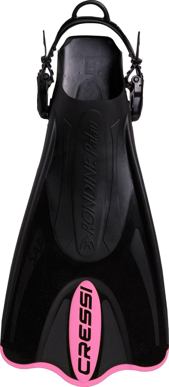 Cressi Palau Saf Fins Einstellbare Kurze Flossen zum Schwimmen und Schnorcheln Schwarz/Rosa S/M, Sch
