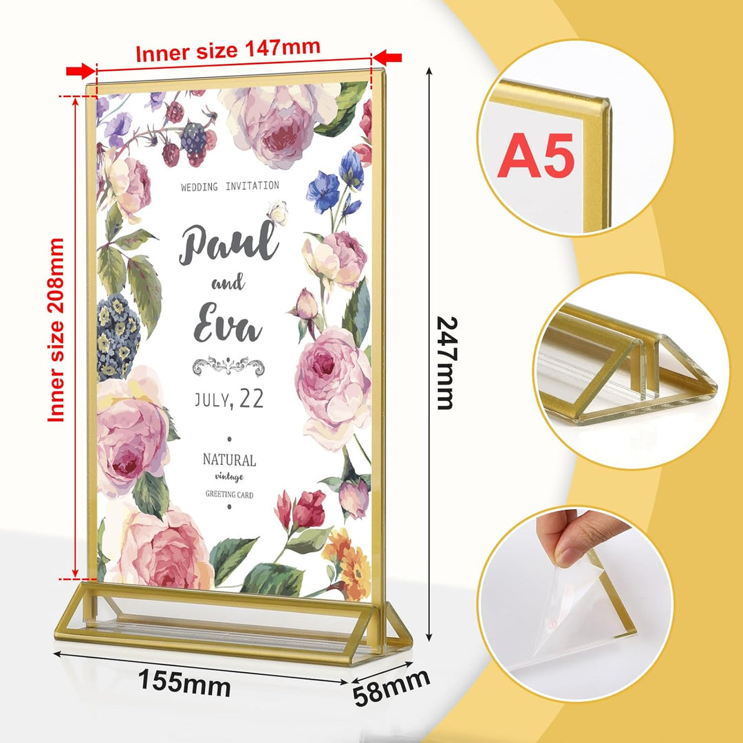 efuturetime 6PCS Tischaufsteller Acryl A5, Doppelseitiger Bilderrahmen, Plexiglas Menükartenhalter G