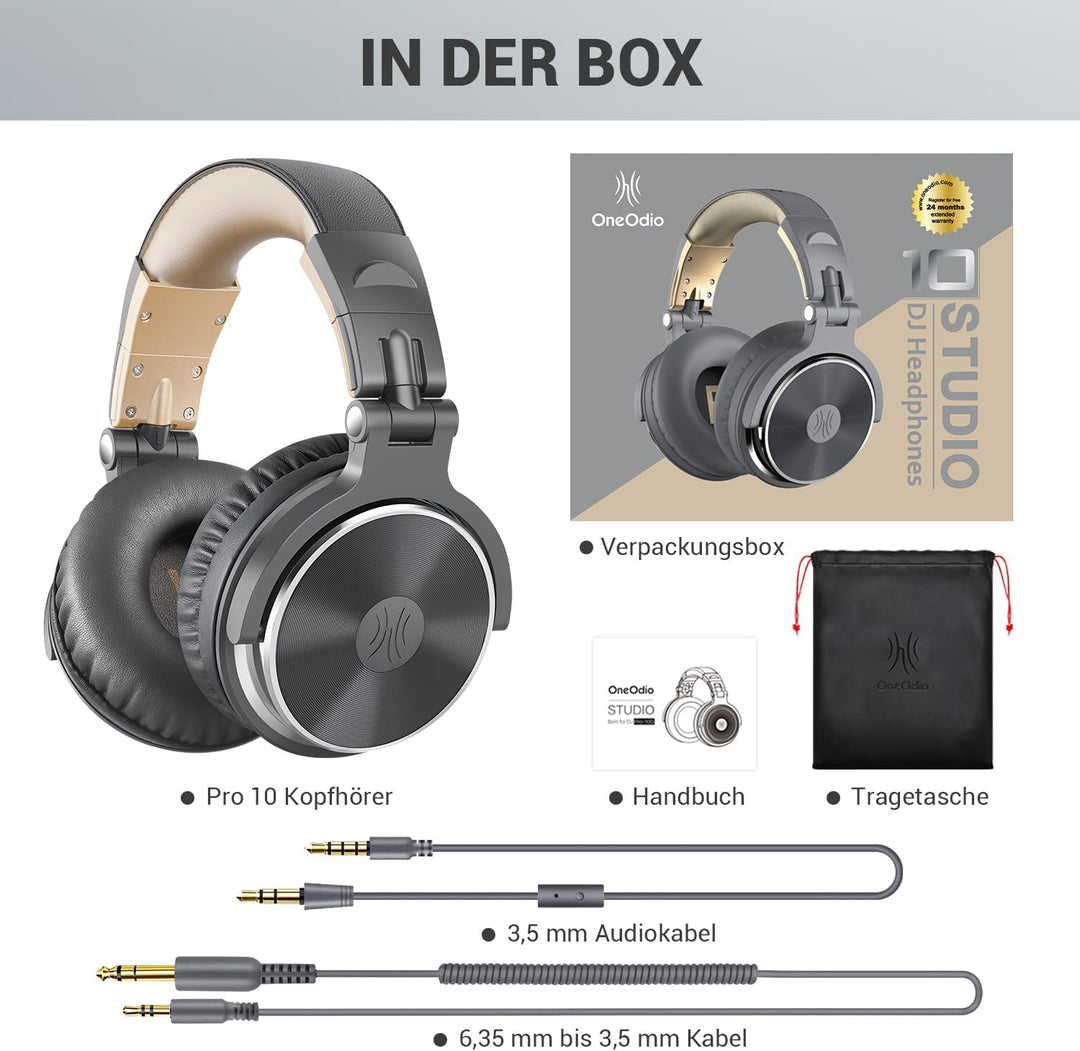 OneOdio Over Ear Kopfhörer mit Kabel, 50mm Treiber, Bassklang, 6.35 & 3.5mm Klinke, Share-Port, Gesc