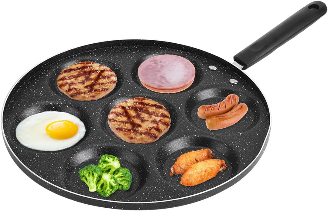 Pancake Pfanne Spiegeleipfanne, Ă30cm 7 Loch Pfanne Pfannkuchenpfanne Eierbratpfanne Antihaft Bratpf