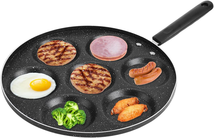 Pancake Pfanne Spiegeleipfanne, Ă30cm 7 Loch Pfanne Pfannkuchenpfanne Eierbratpfanne Antihaft Bratpf
