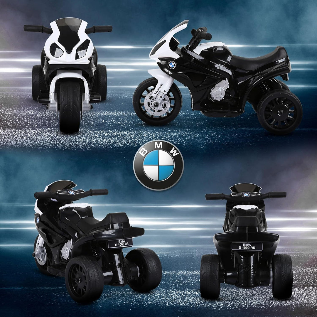 HOMCOM Elektro Kindermotorrad Kinderfahrzeug Lizensiert von BMW S1000RR Elektro-Dreirad mit Akku Sta