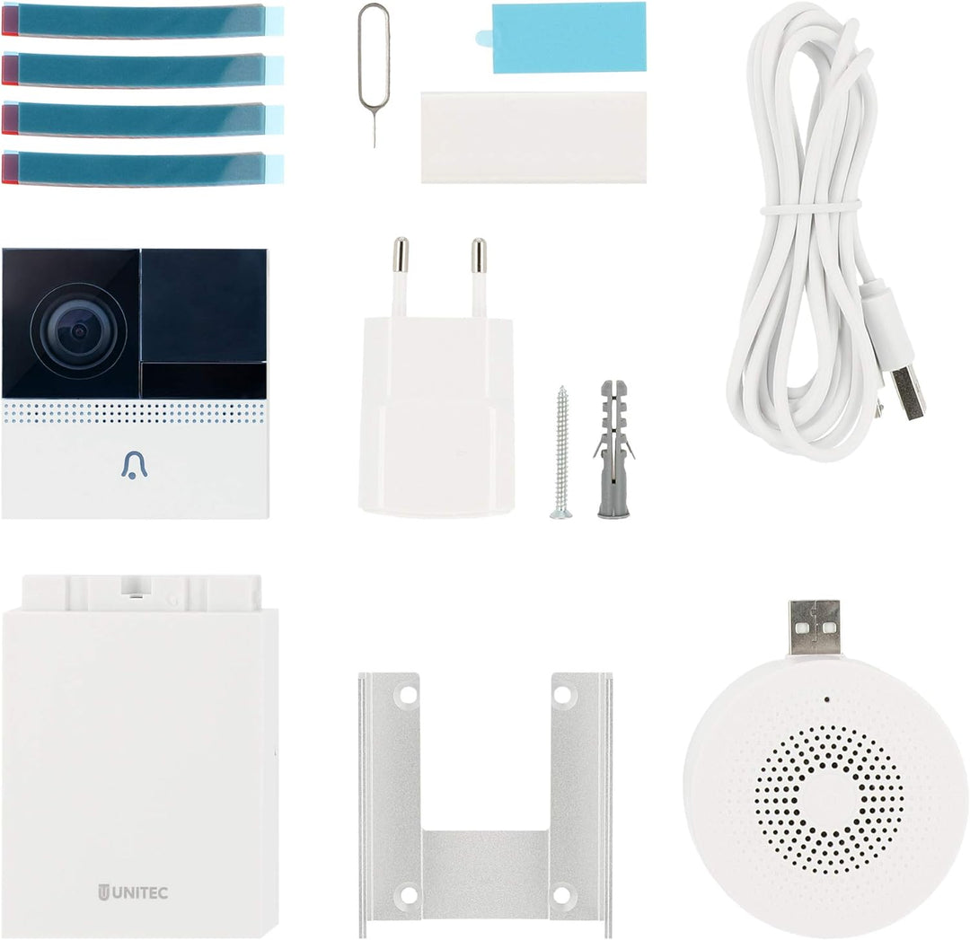 UNITEC WIFI Video-Türsprechanlage mit Smartphone App, Akku oder Festverdrahtung, mit WLAN Full HD Ka