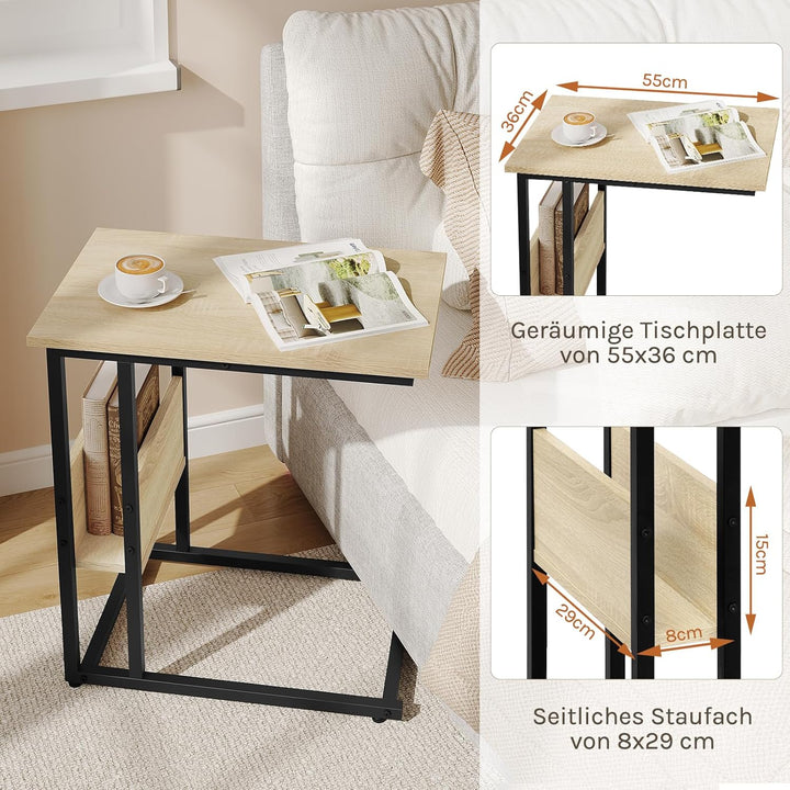 WOLTU Beistelltisch Kaffeetisch Couchtisch Sofatisch Nachttisch Betttisch Laptoptisch, Gestell aus M
