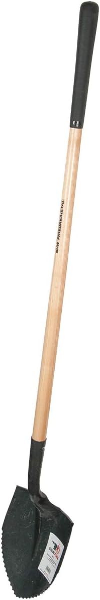 SHW-FIRE Spaten Schaufel mit Wellenschliff - Hochwertiger Stahl - Holzstiel 120cm - für einfacheres