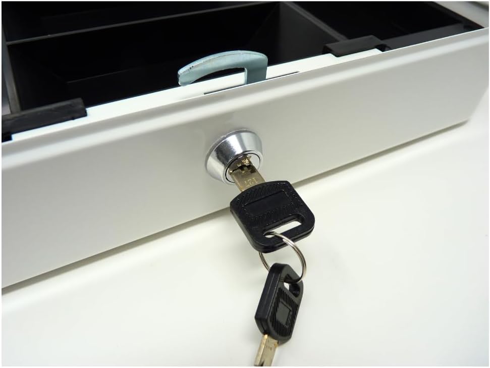 Geldkassette aus Metall - Weiss - 300 x 240 x 90 mm - Sicherer Aufbewahrungsort für Bargeld und Wert