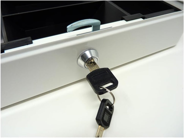 Geldkassette aus Metall - Weiss - 300 x 240 x 90 mm - Sicherer Aufbewahrungsort für Bargeld und Wert