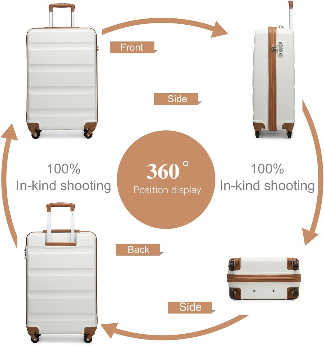KONO Klein Trolley Handkoffer Handgepäck Flugzeug Koffer mit 4 Rollen ABS Reisekoffer Gepäck 55 x 38