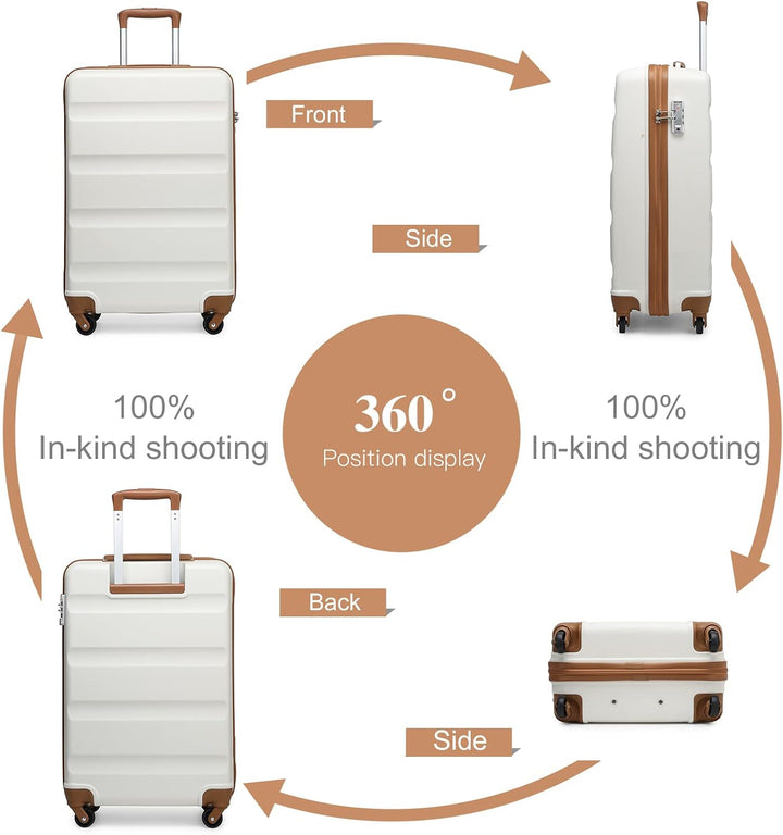 KONO Klein Trolley Handkoffer Handgepäck Flugzeug Koffer mit 4 Rollen ABS Reisekoffer Gepäck 55 x 38