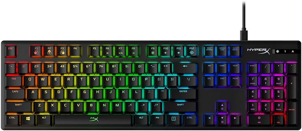 HyperX Alloy Origins – RGB Mechanische Gaming Tastatur, HyperX Red switches (US QWERTY) Full size (1