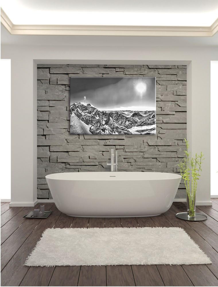 Pixxprint Zugspitze im Sonnenlicht als Leinwandbild/Grösse: 100x70 / Wandbild/Kunstdruck/fertig besp