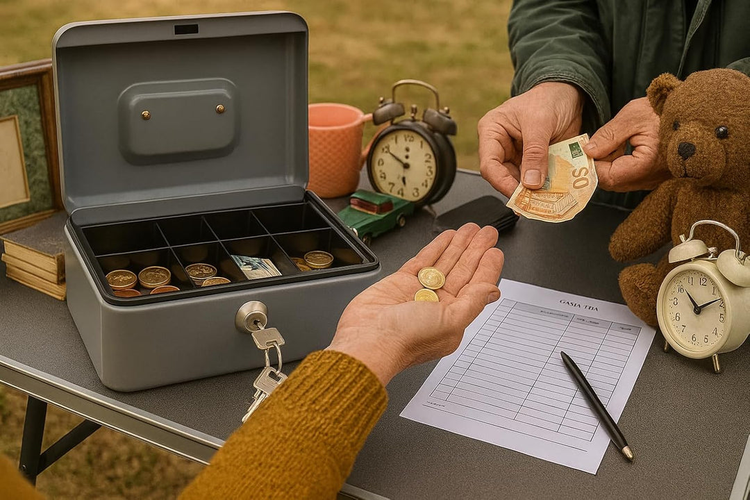 Geldkassette aus Metall - Silber - 200 x 160 x 90 mm - Sicherer Aufbewahrungsort für Bargeld und Wer