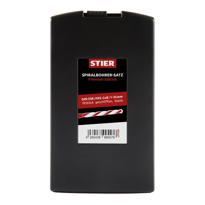 STIER Spiralbohrer Set HSS-Co8 / HSS-E, 19-teilig, Premium Metallbohrer Satz, Stahlbohrer Satz, gesc