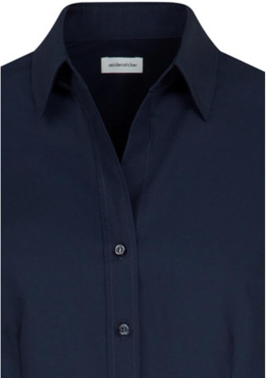 Seidensticker Damen Bluse - City Bluse - Hemdbluse - Slim Fit - Kurzarm - Uni - Stretch 32 Dunkelbla