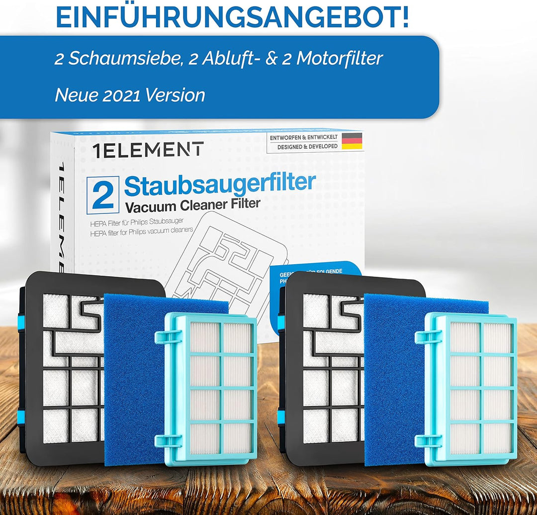 2 Filter fΓΌr Philips PowerPro Compact, PowerPro City & PowerPro Active Staubsauger β Ersetzt FC8010/
