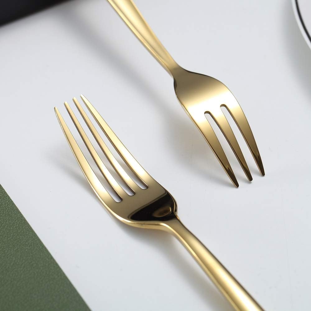 HOMQUEN 30 Stück Gold Besteck Set, Gold Besteckset aus Edelstahl, Gold Titanbeschichtung, Utensilien