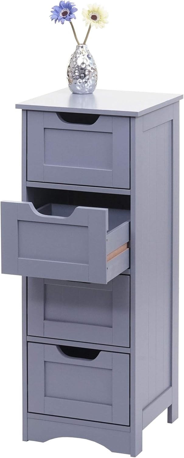 Mendler Kommode HWC-B65, Schubladenschrank Schrank, 4 Schubladen 80x30x30cm - grau, Grau