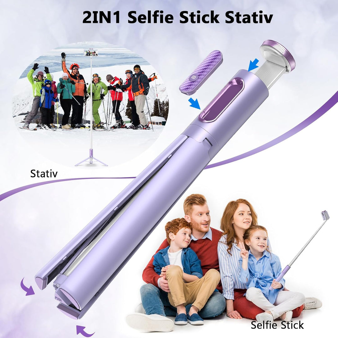TONEOF 152CM Selfie Stick Stativ, Ausziehbar All-in-1 Handy Stativ aus Aluminium mit Kabelloser Fern