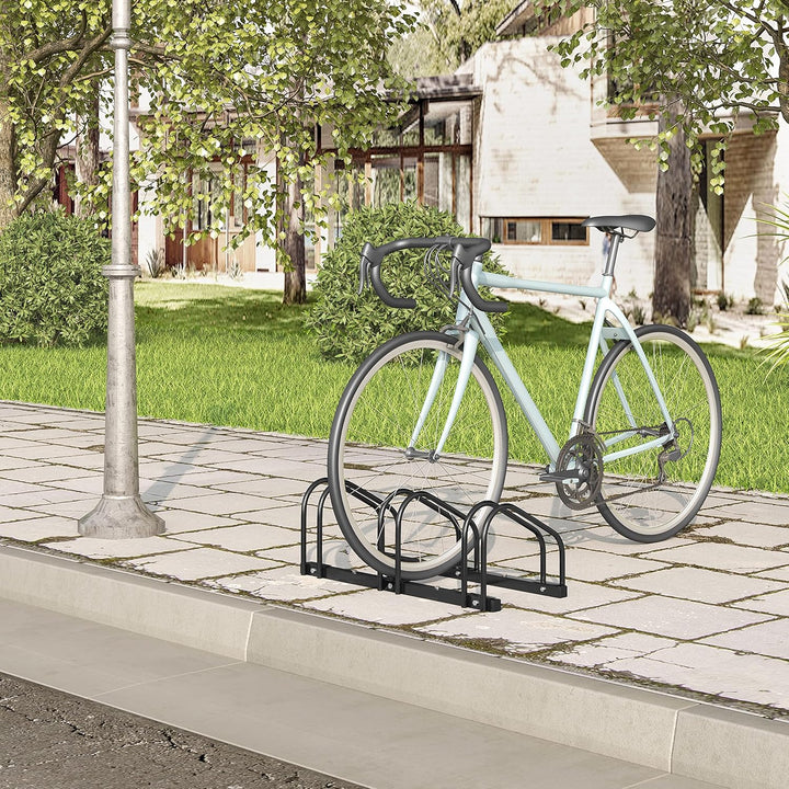 WOLTU Fahrradständer Schwarz für 3 Fahrräder Fahrradhalterung auf dem Boden Aufstellständer für Fahr