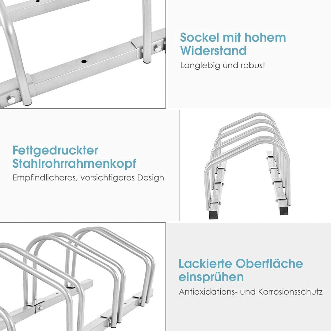 COSTWAY Fahrradständer Standparker Bodenständer Aufstellständer mit 4 Fahrrad Stellplätze, Mehrfachs