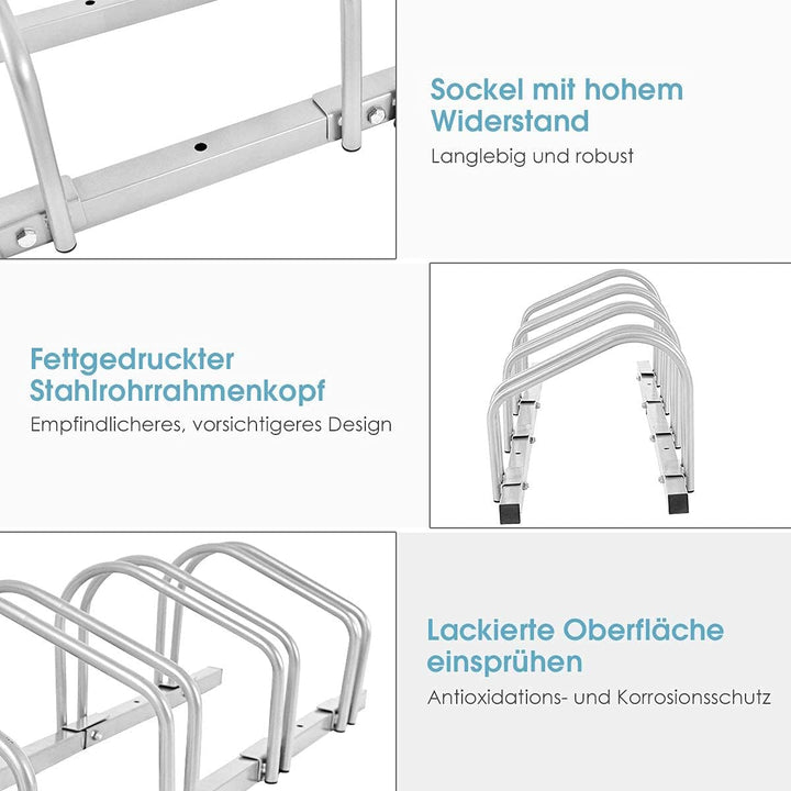 COSTWAY Fahrradständer Standparker Bodenständer Aufstellständer mit 4 Fahrrad Stellplätze, Mehrfachs