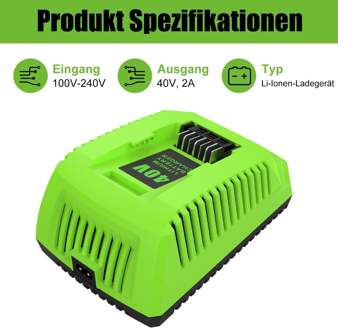 ENERGUP G40C 40V Ersatzladegerät für Greenworks 40V Ladegerät für Greenworks 40V Akkus 29252 20202 2