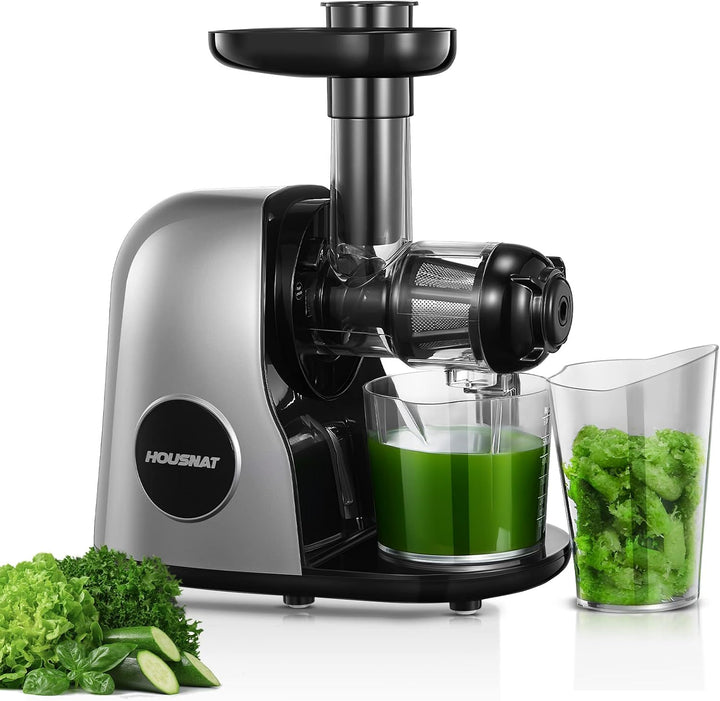 HOUSNAT Slow Juicer, Entsafter GemĂŒse und Obst, Profi Entsafter mit Ruhigem Motor â Umkehrfunktion â