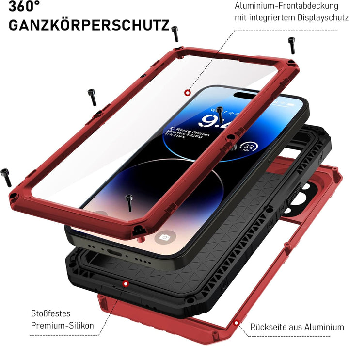 Beeasy für iPhone 14 PRO Wasserdicht Outdoor Hülle (6,1"), Stossfest Panzerhülle Militär 360 Grad Sc
