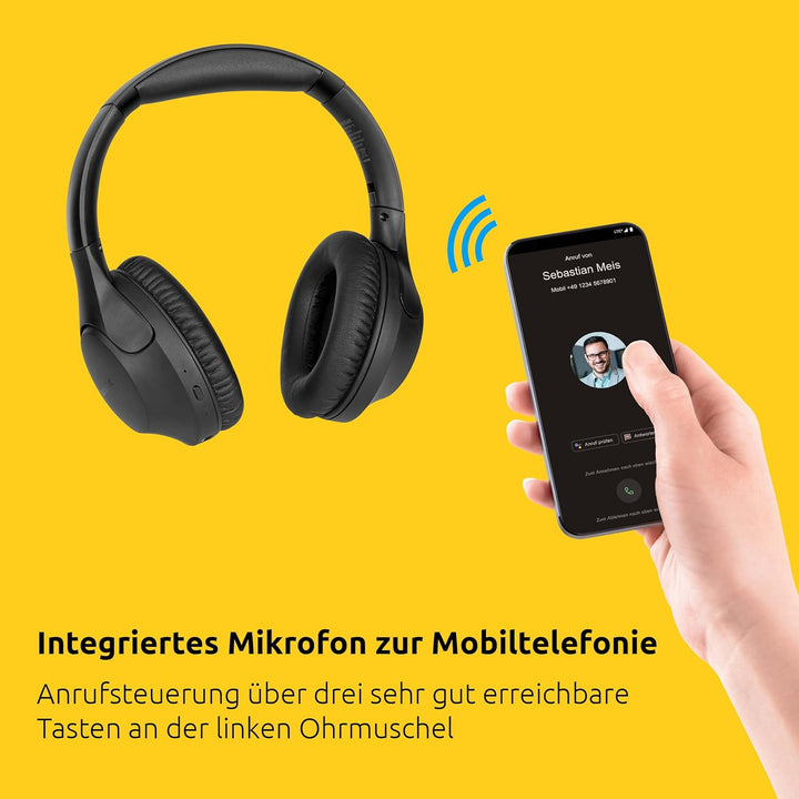 TechniSat STEREOMAN 3 BT – kabelloser Bluetooth-Kopfhörer (Bluetooth, Bass Boost, integrierter Akku,