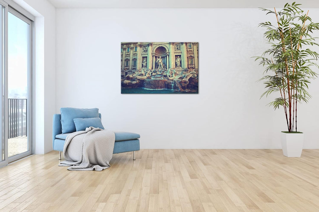 deyoli Trevi Brunnen in Rom Format: 60x40 als Leinwandbild, Motiv fertig gerahmt auf Echtholzrahmen,