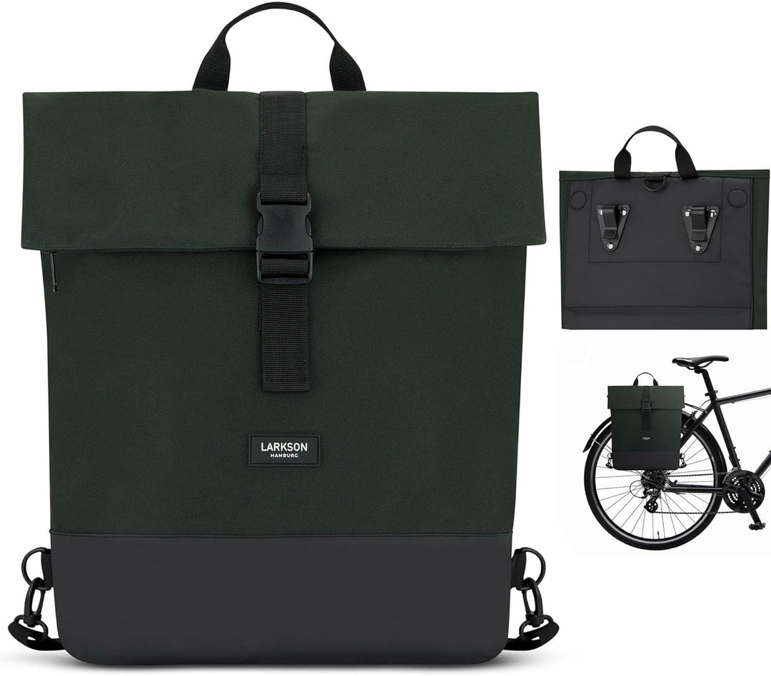 LARKSON Fahrradtaschen für Gepäckträger Damen & Herren Dunkelgrün - Tammo Bike - 2 in 1 Fahrrad Tasc