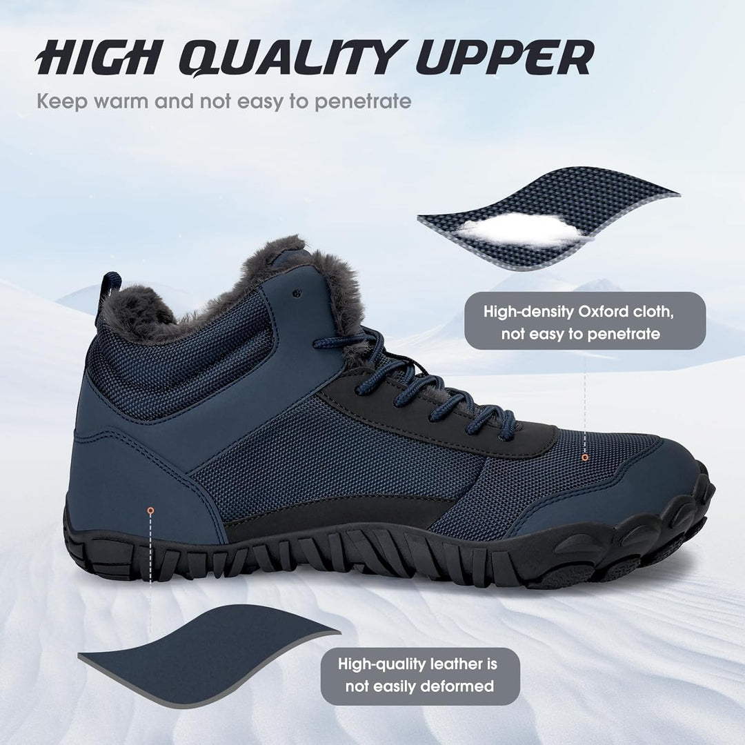 IceUnicorn Barfussschuhe Winter Warm Gefüttert Winterstiefel Winterschuhe Damen Herren 41 EU Dunkel