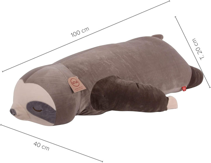 UNUS Faultier Kuscheltier Kissen, 100 cm, Grau, Seitenschläferkissen weich und flauschig, Stillkisse