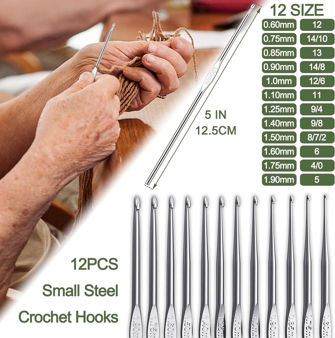 Coopay Häkelnadel set mit Klein Garn Aufbewahrungstasche, 10 Wolle zum Häkeln, 64 Stück Häkelset für