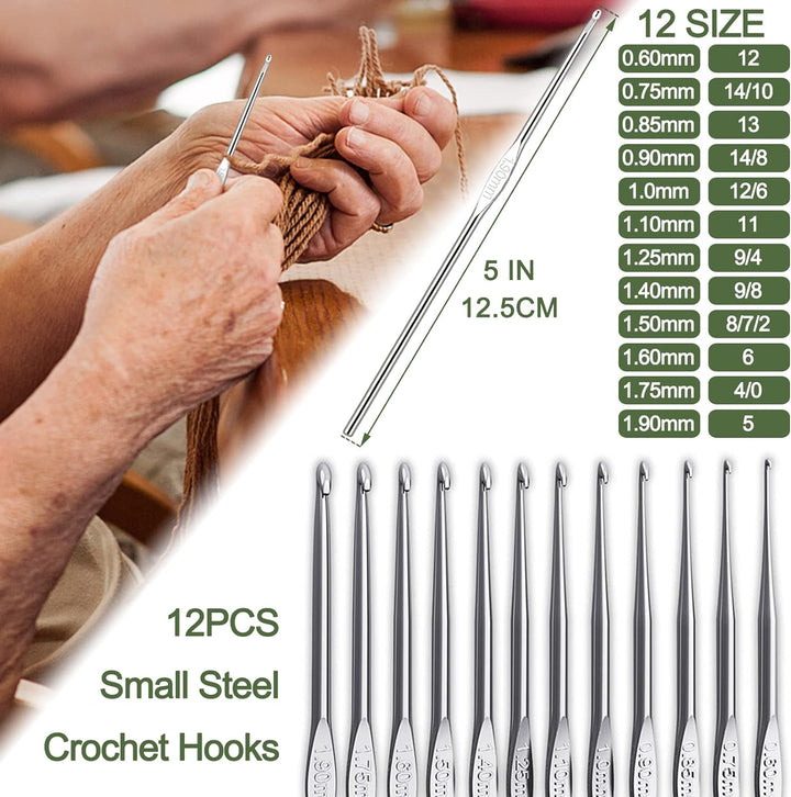 Coopay Häkelnadel set mit Klein Garn Aufbewahrungstasche, 10 Wolle zum Häkeln, 64 Stück Häkelset für