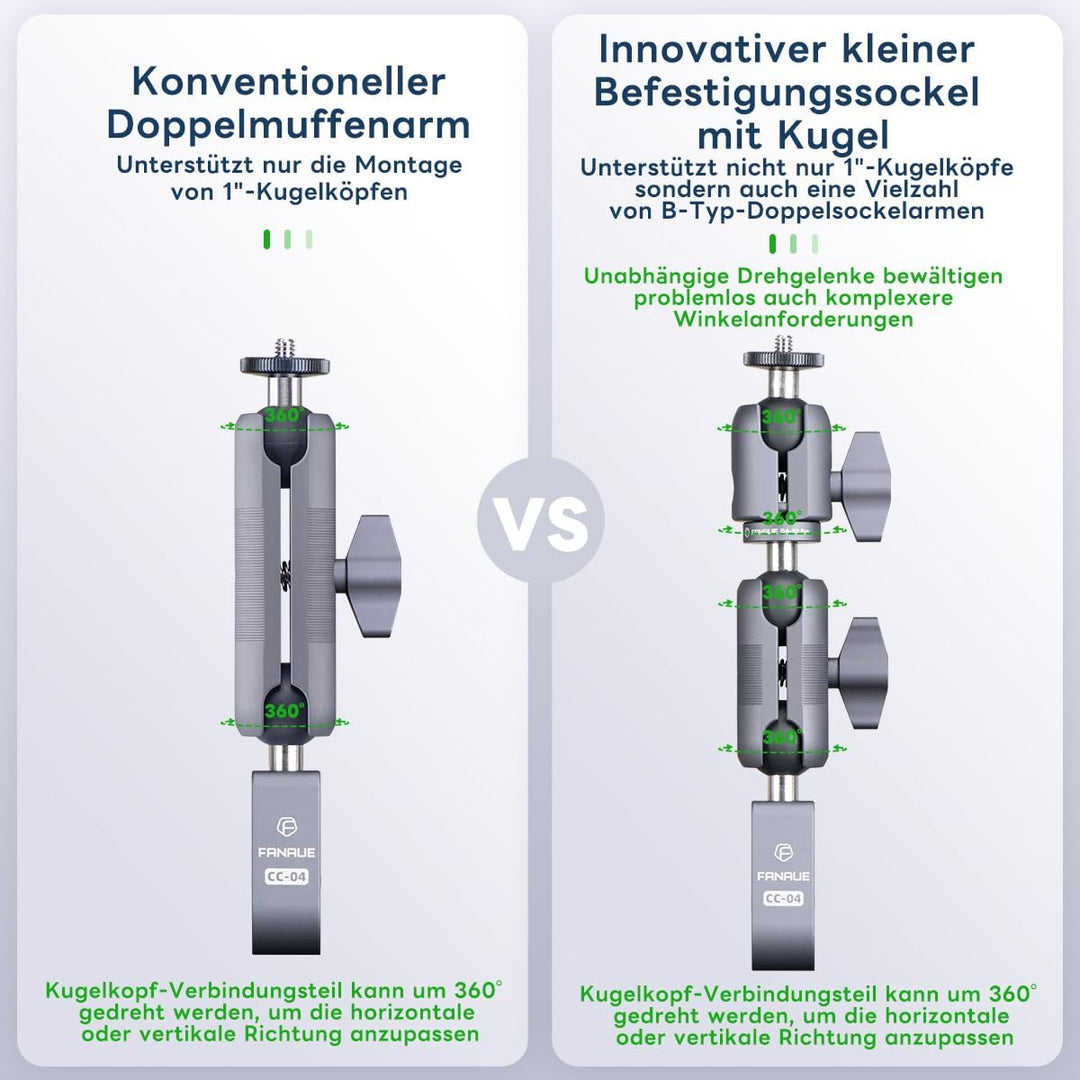 FANAUE Aluminiumlegierung Verbindungsarm mit 1 Zoll Kugeladapter kompatibler mit RAM Halterung B Grö