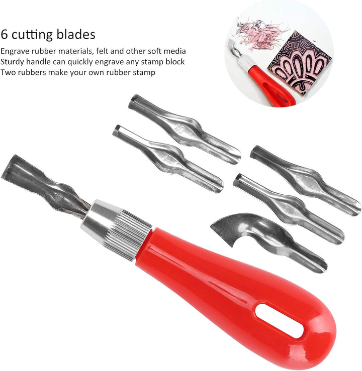 Blockdruck Starter Tool Kit mit Linoleum Schneidwerkzeug, Transparentpapier, Gummiblock, Brayer Roll