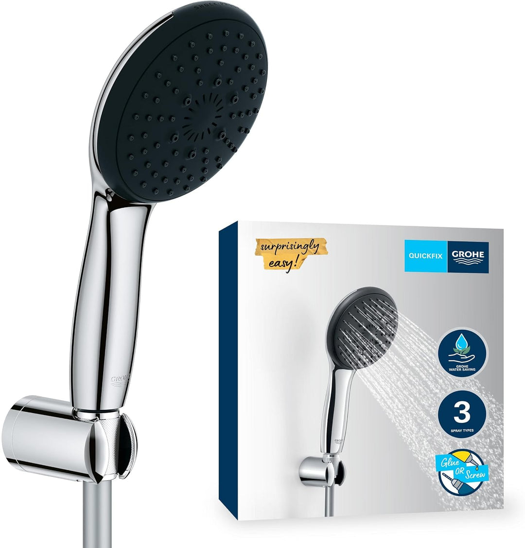 Grohe Vitalio 110 Wandhalterset wassersparend-8l pro Min (3 Strahlarten, Standardanschluss, mit 175c