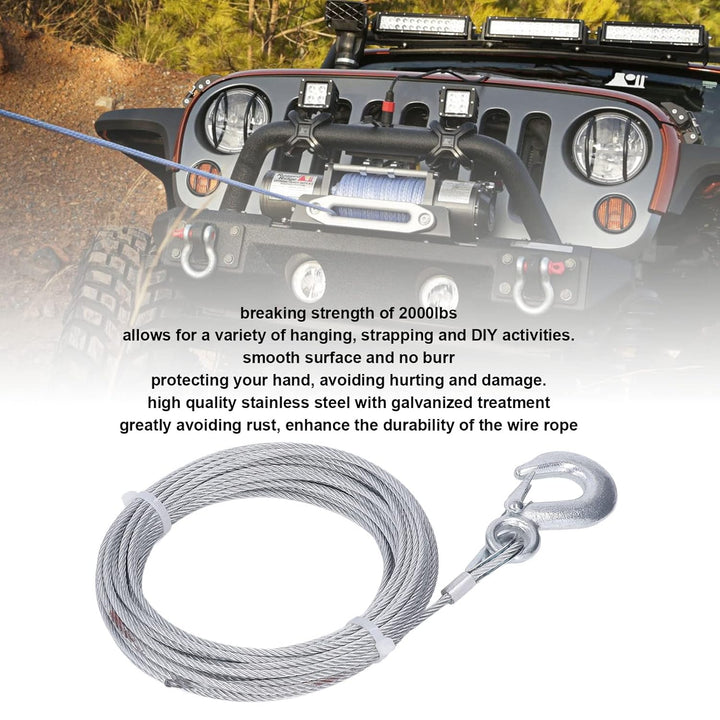 Aramox Windendrahtseil, 4 Mm X 12 M Kabel 2000 LBS Stärke Edelstahl Verzinkt Ersatz