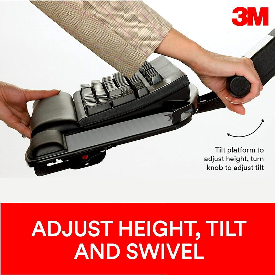 3M Sit/Stand Keyboard Tray, Simply Turn Knob to Adjust Height and Tilt, Sturdy Tray Includes Gel Wri