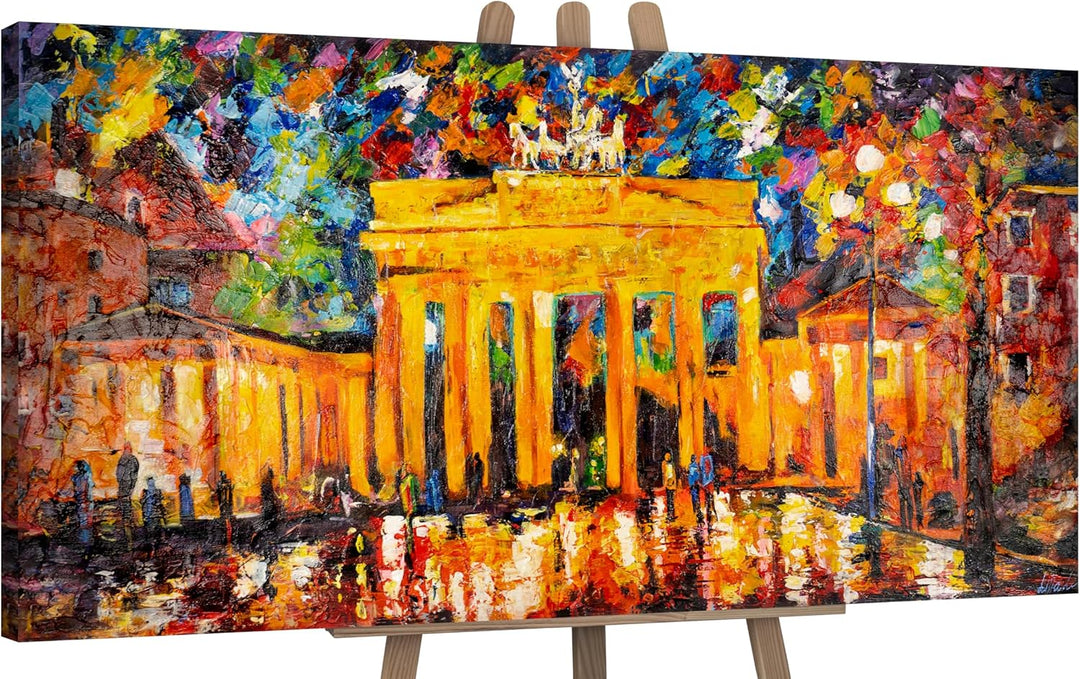 YS-Art XXL Abstrakt Acryl Gemälde auf Leinwand Brandenburger Tor handgemalt Wandbilder Wohnzimmer mo