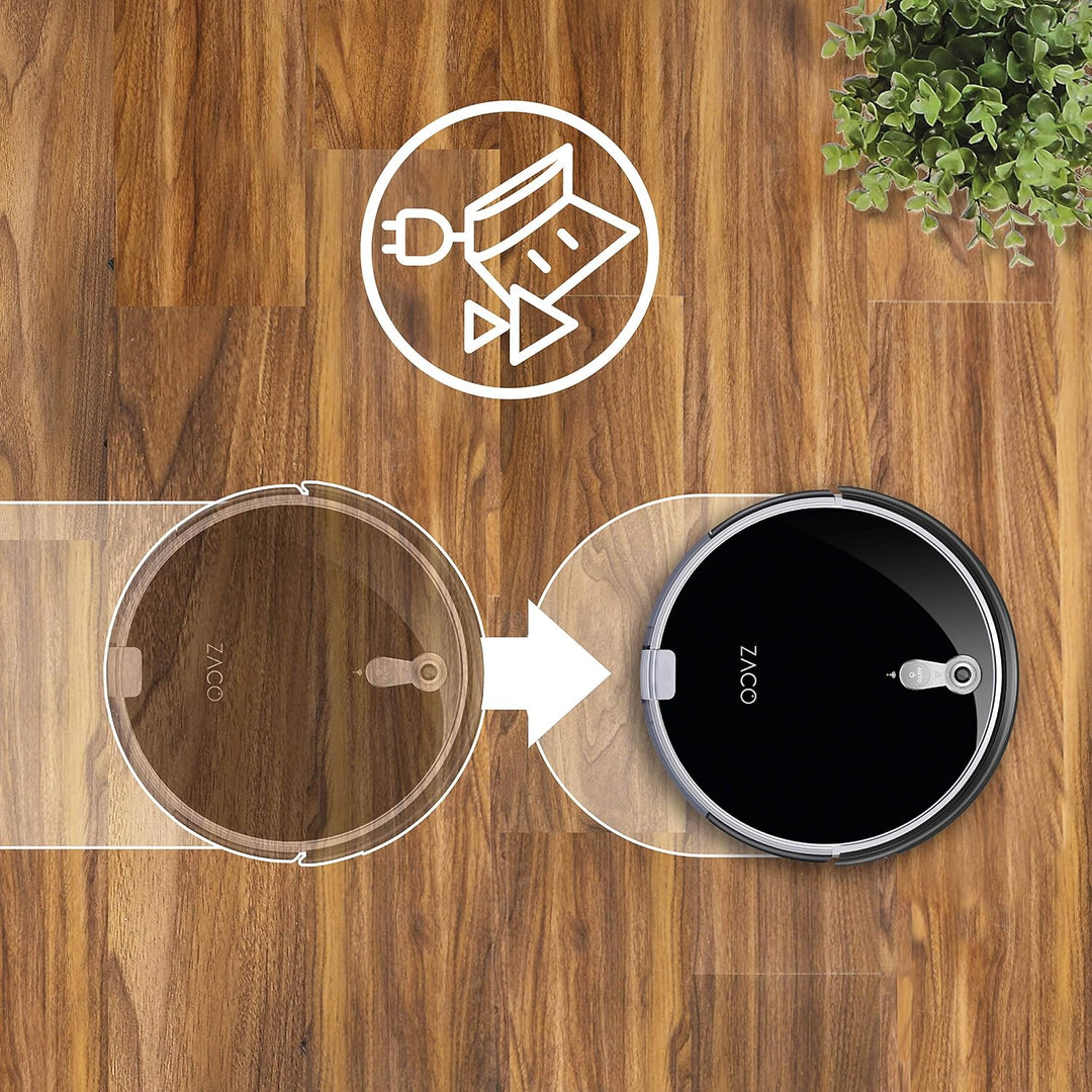 ZACO A8s Saugroboter mit Wischfunktion, App & Alexa Steuerung, 7,2cm flach, automatischer Staubsauge