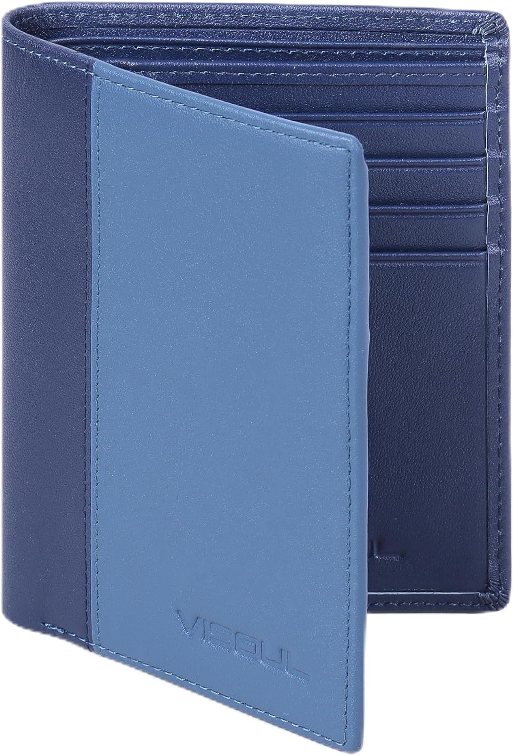 VISOUL Echt Leder Geldbörse Herren mit RFID Schutz Portemonnaie Gross mit Münzfach 10 Fächer Echtled