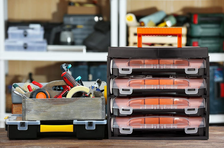 BigDean Sortierkasten Werkzeugkoffer mit 4 herausnehmbaren Schubladen - Sortierkästen Sortierkoffer