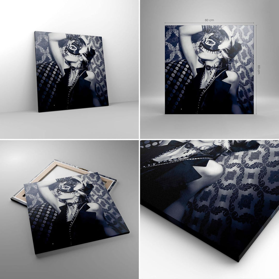 ARTTOR Bilder auf Leinwand Frau Karneval Maske Mode Leinwandbild 60x60cm Wandbilder Dekoration Wohnz