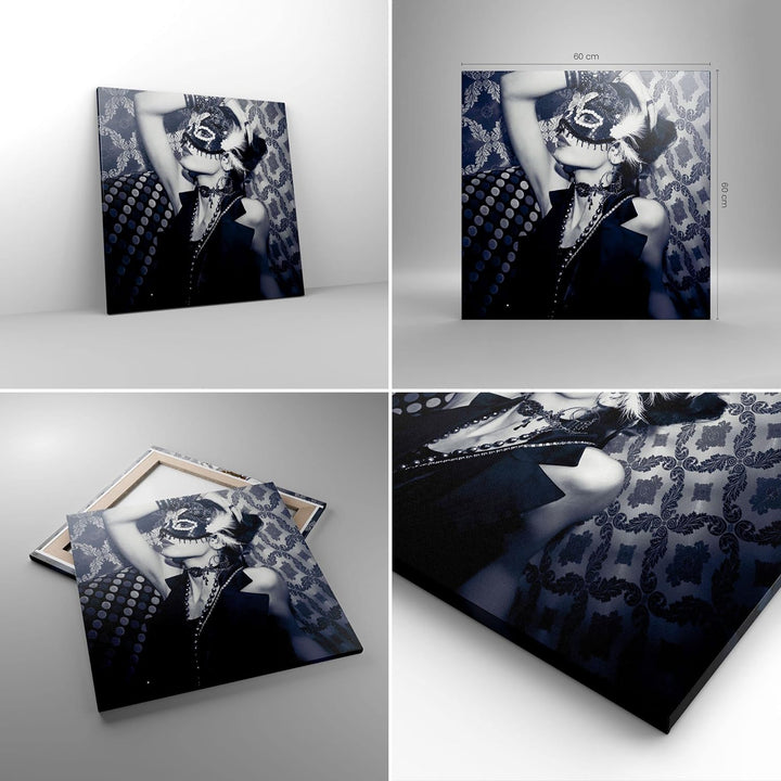 ARTTOR Bilder auf Leinwand Frau Karneval Maske Mode Leinwandbild 60x60cm Wandbilder Dekoration Wohnz