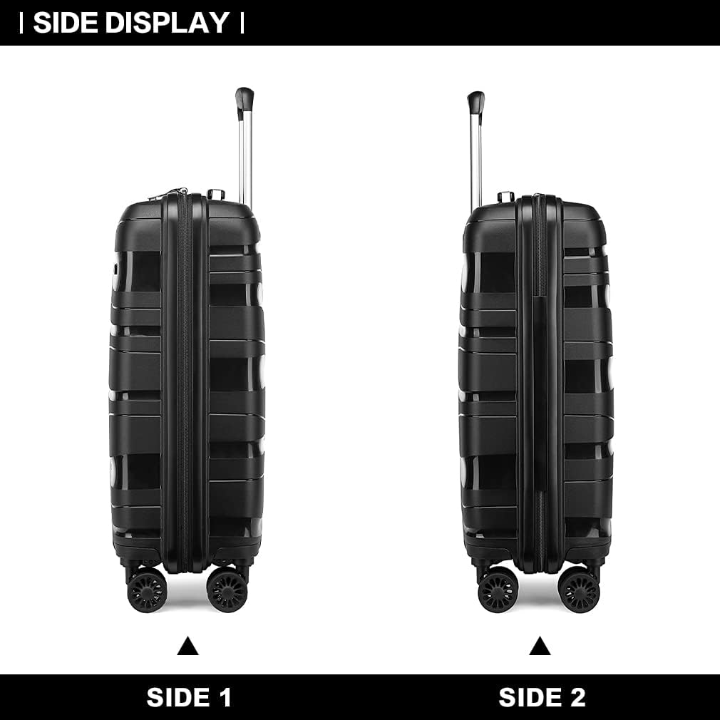 KONO Trolley Koffer Mittelgross Leicht Hartschalenkoffer Reisekoffer mit 4 Rollen und TSA Schloss, 6